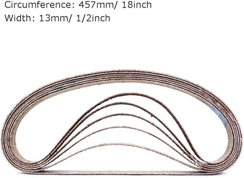 1/2 Inch x 18 Inch Sanding Belts, 800 Grits Aluminum Oxide Sanding Belt, Belt Sander Tool for Woodworking, Metal Polishing (30 Pack)
