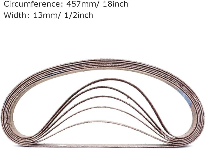 1/2 Inch x 18 Inch Sanding Belts, 320 Grits Aluminum Oxide Sanding Belt, Belt Sander Tool for Woodworking, Metal Polishing (30 Pack)