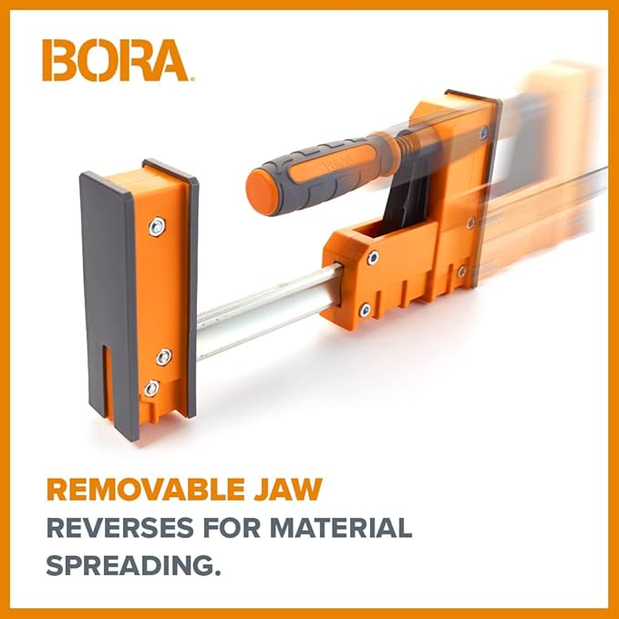 Bora 4 Piece Parallel Clamps for Woodworking Clamps 4 Pack 2 x 18 inch plus 2 x 24 inch Parallel Clamp Spreader Set Bar Clamp 1100 Lbs clamping force Bar Clamp Set 571450I