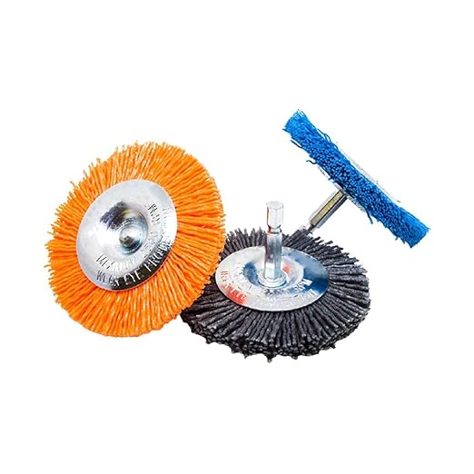 Benchmark Abrasives 3” Mounted Nylon Wire Wheel, Coarse Grit, 1/4" Drill Shank, Perfect for Rust or Paint Removal Sanding Finishing on Wood, Hard Metals - (Gray, 3")