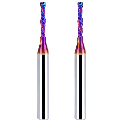 2PCS 1/4 Inch Shank Up/Down Cut Spiral Router Bit | 1/8 Inch Cutting Dia x 3/4 Inch Length | Long-Life Coating - CNC Router Bits for Precision Engraving & Mortising