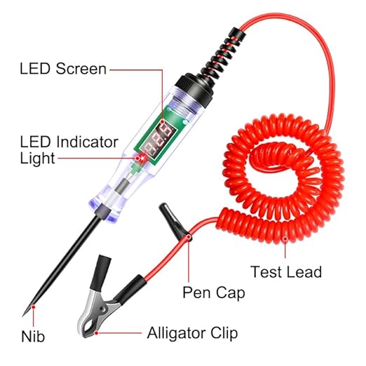 Vehicles Automotive Circuits Voltage Tester Pen Measurement Range DC 3.0V~DC 80.0V Resolution 0.1V with 3-Digits Displaying and Overload Prompting for Cars Trucks Motorbikes Electric Bicycles