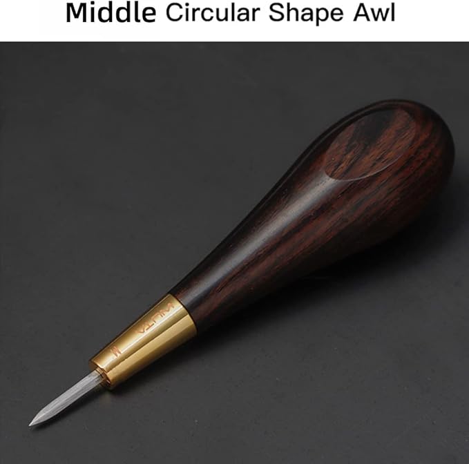 WUTA Leather Craft Diamond Awl Shape Stitching Awl Ebony Blackwood Handle Sewing Awl Kits Handmade Sewing Tools DIY Stitcher Taper,4mm 1pcs
