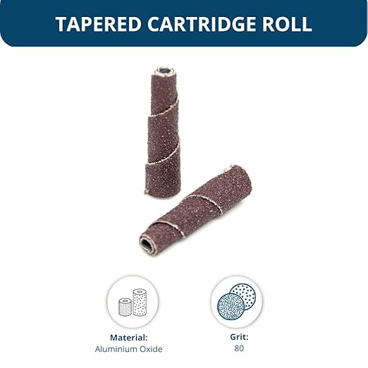 Benchmark Abrasives Aluminum Oxide Tapered Sanding Cartridge Rolls for Blending Deburring Polishing Sanding Metals, Rotary Sander - Drill & Die Grinder Abrasives (10 Pack)(3/8" x 1-1/2", 80 Grit)