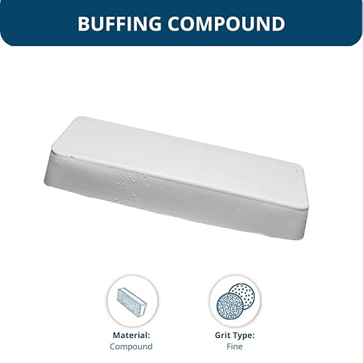 Benchmark Abrasives Buffing Compound for Polishing Removing Scratches on Soft Metals Aluminum Gold Silver Copper Ferrous Non-Ferrous Materials, 1 Pound Bar (White Rouge)