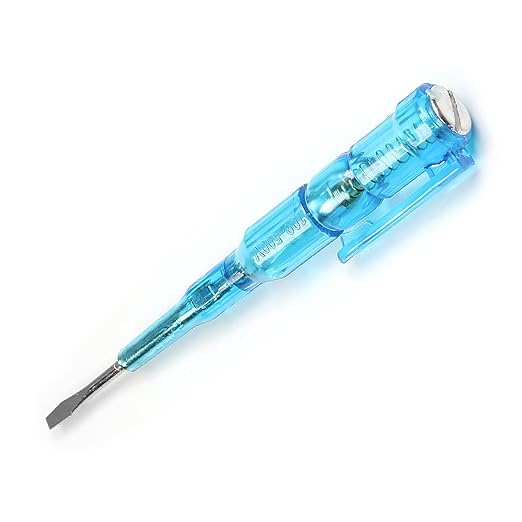 Fielect Voltage Detector Pen Test Screwdriver Steel Batch Screwdriver Test Pencil JRDB-107 AC/DC 100-500V Blue Clear 1pcs