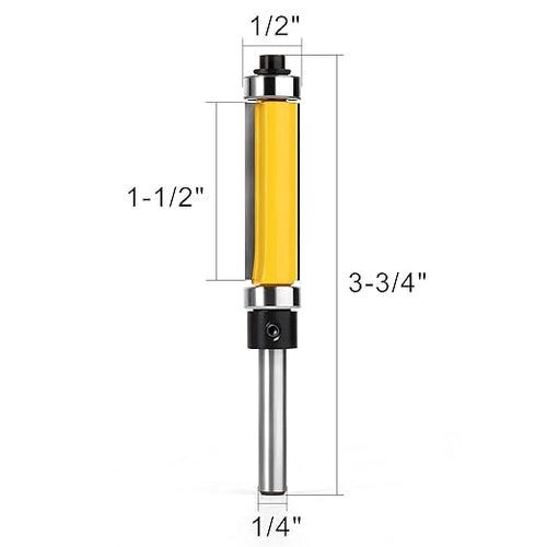 1-1/2 Inch Flush Trim Top and Bottom Bearing Router Bit 1/4-Inch Shank