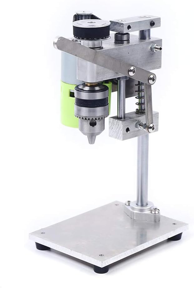 Mini Bench Drill Press Stand, Portable Bench Drilling Machine, 3.94x5.12x8.66 inch, 7 Speed Table Driller Chuck, Used for Drilling Iron, Wood and Plastic, Litht-Duty, for B12 Chuck