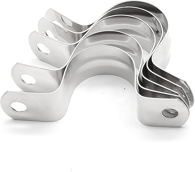20Pcs 1 Inch Stainless Steel Conduit Clamps, Two Hole U Bracket Rigid Pipe Metal U Clamp Conduit Strap Tension Clips U-tube Clamp Heavy Duty