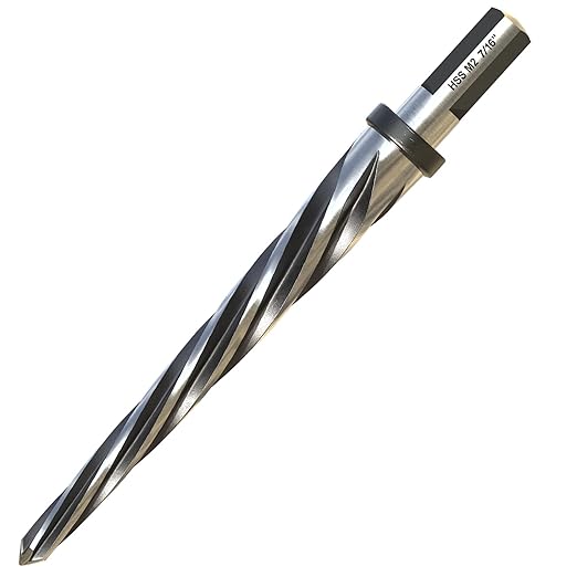 7/16" Bridge Construction Reamer, M2 HSS Taper Chucking Reamer Drill Bit with 5-Spiral Flutes Design for Steel, Alloy, Aluminum, Wood and Plastic