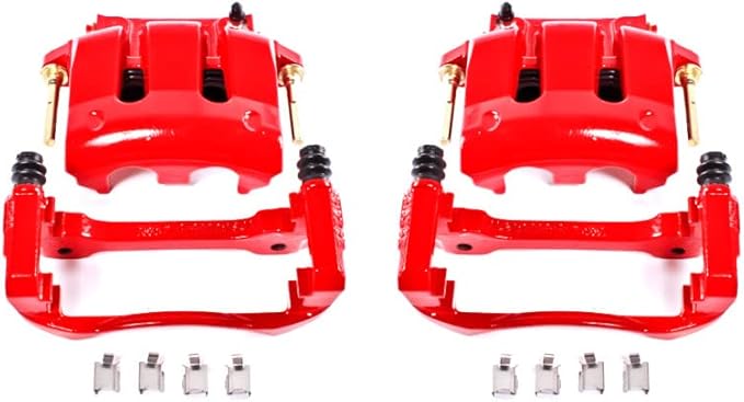 Power Stop Front S4928A Pair of High-Temp Red Powder Coated Calipers for Ford Mustang 2005-2014 [Model Specific]