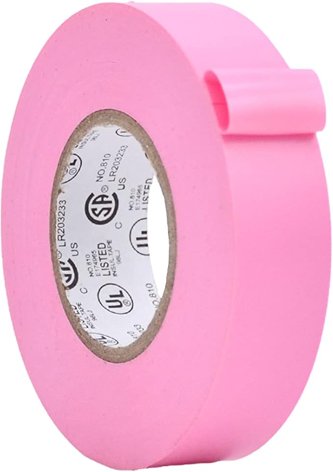 WOD ETC766 Professional Grade General Purpose Pink Electrical Tape UL/CSA Listed core. Vinyl Rubber Adhesive Electrical Tape: 3/4inch X 66ft. - Use at No More Than 600V & 176F (Pack of 1)