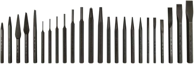 Mayhew Pro 61050 Punch and Chisel Kit, 24-Piece & MA60150 60150 3-Piece Ladyfoot Bar Set Black