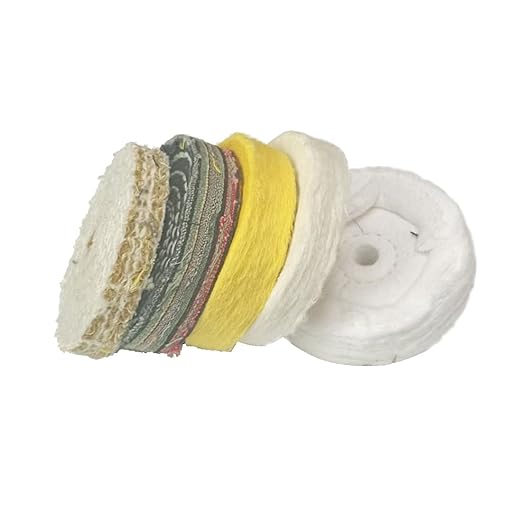 𝐉𝐔𝐍𝐋𝐈𝐗𝐍 4 Inch Abrasive Buffing Wheel, 1/2 Inch Arbor Hole Cotton/Denim/Sisal Polishing Wheel for Bench Grinder (Pack of 5)