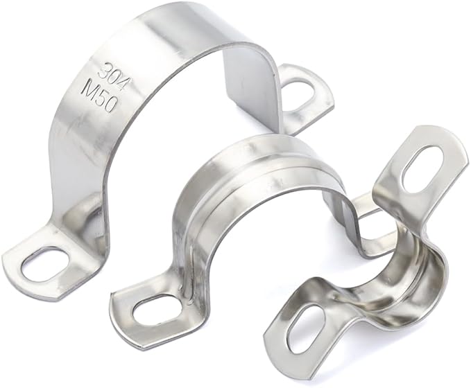 OD 3-1/8" Conduit Clamp 304 SS Pipe Support U Bracket, Tube Clamp for Large Cable/Water Pipe/Pipe, Heavy Duty Strap Clamps | OD 3-1/8" | 4 pcs
