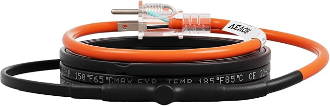 VEVOR Self-Regulating Pipe Heating Cable, 18-feet 5W/ft Heat Tape for Pipes Freeze Protection, Protects PVC Hose, Metal and Plastic Pipe from Freezing, 120V