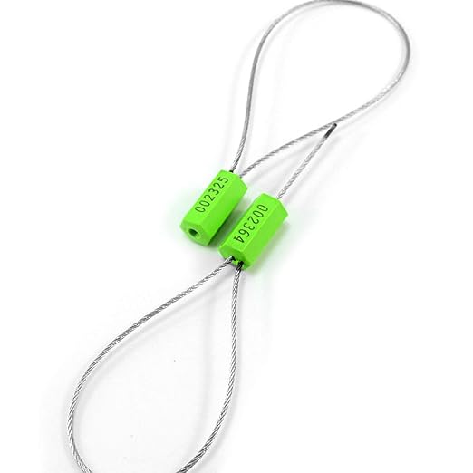 100 Green Pull Tight Steel Cable Tie Seals (Numbered)