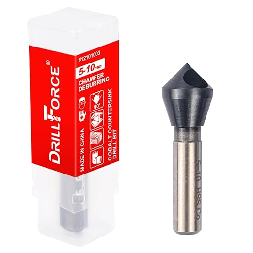 Cobalt Single End Countersink Drill Bits Set, TiAlN Coated 90 Degree Heavy Duty M35 Countersink Chamfer Tool for Metal, Stainless Steel, Copper, Wood, Fiberboard, 5-10MM