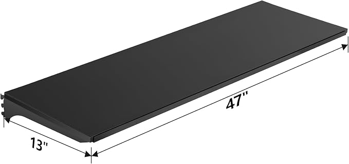 Eastern Tree 4 Packs Gondola Shelves 47 1/4”L x 13 1/2”W for Industrial Grade Black Pegboard Display Stand, 4 Shelves for Gondola Units with 8 Pieces Supply Arms
