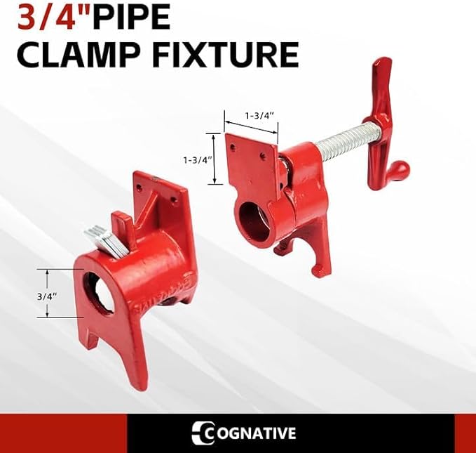 3/4" 2-Pack Pipe Clamp for Woodworking Heavy Duty Cast Iron Quick Release Pipe Clamps with stand Home Improvement, Workshop and Construction Site