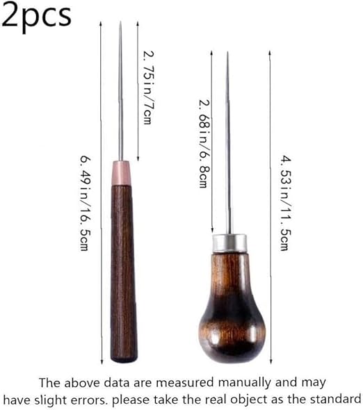 2Pcs Brown Scratch Awl Wooden Handle Pin Stamping Tool for Leather Craft Cloth Design Marking and Tracing Tools Sewing Tools, Sewing Notions and Supplies