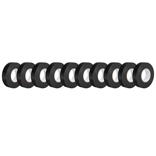 Electrical Tape, Black, 3/4 inch x 65 ft, High Temperature Electric Tape Weatherproof for Home DIY, Repairs, Electrical, Automotive and Equipment, 10-Pack (10)