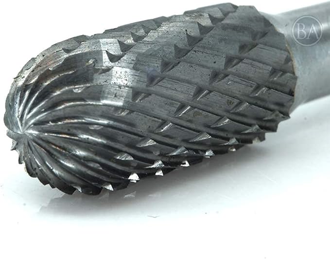 Benchmark Abrasives 6” Cylindrical Ball Nose Shape Double Cut Tungsten Carbide Die Grinder Bits Metal Deburring Tool Rotary Burr, 1/4 Inch Shaft, Engraving Tool for Woodworking Shaping Carving (SC-3)