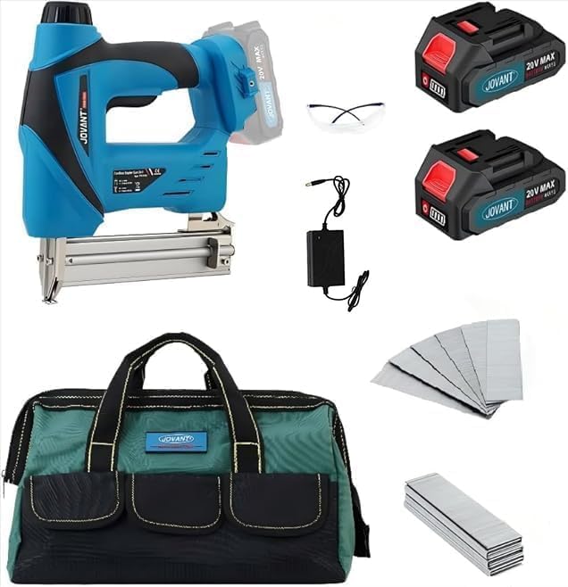 2 in 1 Nail Gun Battery Powered, 20V Cordless Nail Gun,400pcs Nails, 400pcs Staples, with Staple Puller, 2 * 2.0Ah Li-Ion Batteries and 2.4A Charger, Brad Nailer for Home Improvement & DIY