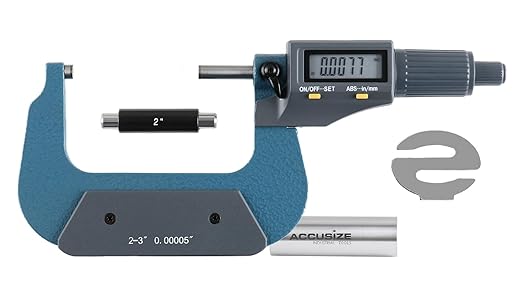 Accusize Industrial Tools 2-3''/50-75mm by 0.00005'' 2 Keys Electronic Digital Outside Micrometer, Md71-0003