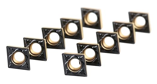 Accusize Industrial Tools Ccmt32.51-P3 Cvd Coated Carbide Inserts, 10 Pcs/Box, Black and Yellow, 2200-1014