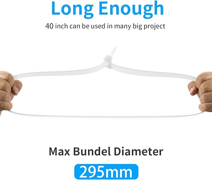 40 inch Black Zip Ties Heavy Duty 30 PCS, 250LBS Ultra Exclusive Strong Plastic Wire Ties, Large Cable Ties Extra Long Tie Wraps, Indoor and Outdoor UV Resistant