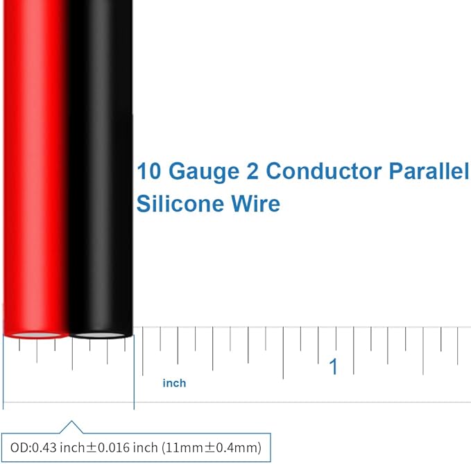 BNTECHGO 10 Gauge Flexible 2 Conductor Parallel Silicone Wire Spool Red Black High Resistant 200 deg C 600V for Single Color LED Strip Extension Cable Cord,Model,50ft Stranded Tinned Copper Wire