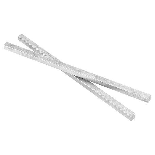 uxcell 2 Pcs Square Steel Key Stock, 7/16" x 7/16" x 12" Cold-Drawn 45# Steel Bars Precision Key Stock for Gearbox Coupling, Silver Tone