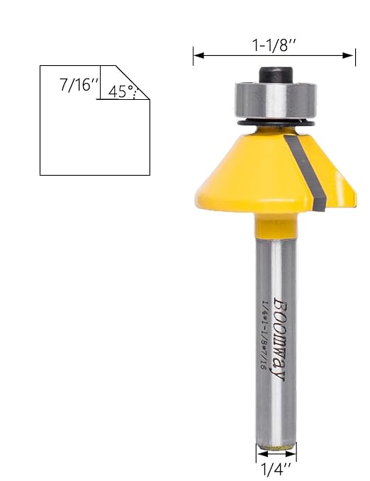 Chamfer Router Bits, Bevel Edge Forming(45 °-7/16''length-1/4''Shank)