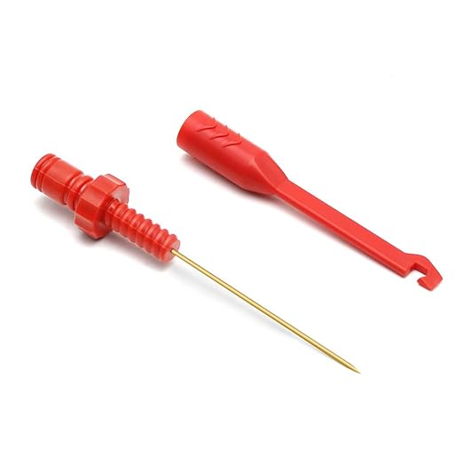 Electronic Wire Piercing Probe Clip for Automotive Diagnostic Tester Tool, Puncture Wire Back Probe Pins Insulation for Car Circuit Detection Black&Red, 2 Pack