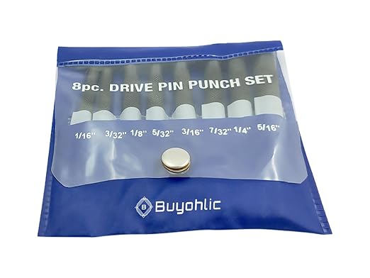 Buyohlic Drive Pin Punch Set with Knurled Grip and Protective Vinyl Case (Set of Both)