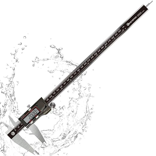 Digital Caliper, 12 Inch/300mm Vernier Caliper Measuring Tool with Stainless Steel, IP54 Splash Proof, Electronic Micrometer LCD Screen Auto-Off, Inch/Millimeter Conversion for 3D Printing