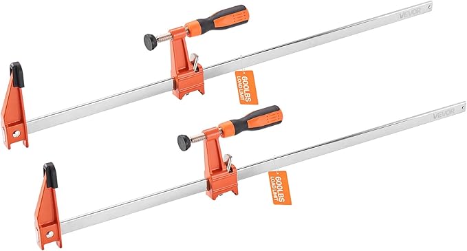 VEVOR Bar Clamps for Woodworking, 2-Pack 24 inch Opening, Lockable F-Clamp with 600 lbs Load Limit, 2-1/2 inch Depth, Cast Iron and Carbon Steel, Easy to Use, Wood Clamps for Woodworking Metal Working