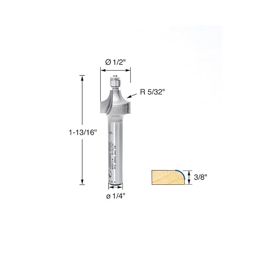 Amana Tool - MR0114 Carbide Tipped Miniature Corner Rounding 5/32 Radius x 1/2 Dia x 3/8 x