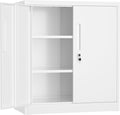 Pataku Metal Storage Cabinet, Garage Cabinet with Doors and Shelves 36" Hx32 Wx16 D, Steel Lockable File Cabinets for Office, Home, Garage, Basement, Industrial, White