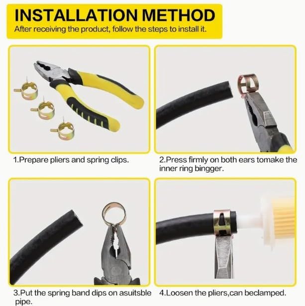 Spring Hose Clamps Set – 6–22mm,15 Assorted Sizes Steel Wire Clamps for Fuel Line, Vacuum Hose, Silicone Tubing, Air Tubes More (115 Pcs)