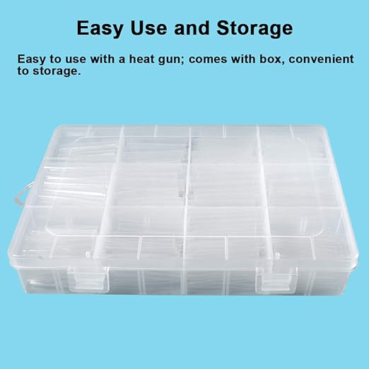 625pcs Clear Heat Shrink Tubing Kit, Heat Shrink Tubes Wire Wrap, Ratio 2:1 Electrical Cable Sleeve Assortment with Storage Case for Long Lasting Insulation Protection by MILAPEAK (8 Sizes, Clear)