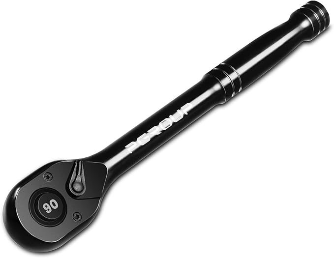 1/4-Inch Drive Ratchet Wrench, 90 Tooth Reversible Ratchet, 4-Degree Swing, Ergonomic Handle, Chrome Alloy Made, Quick Release Ratchet Wrench for Repairing, Home, DIY