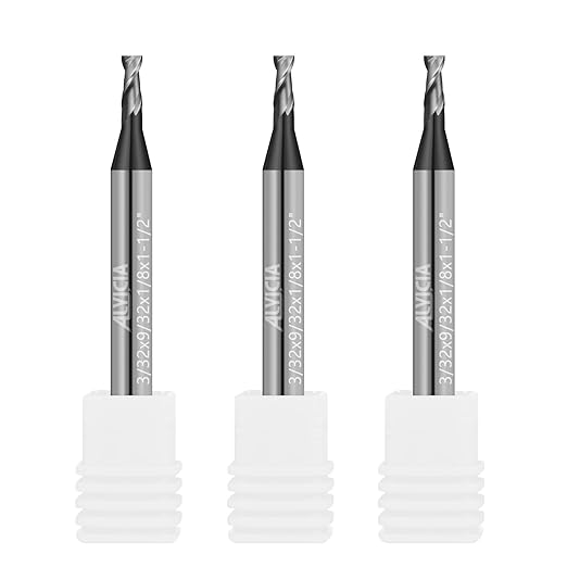 3PCS 3/32" Micrograin Carbide Square End Mill Set 2 Flute HRC 55 AlTiN Coating End Milling Bits for Milling Alloy Steels, Hardened Steel, CNC Router Bits