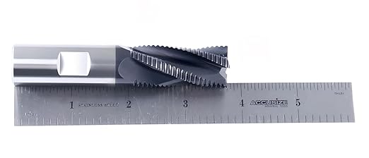 Accusize Industrial Tools 3/4'' Fine Tooth M42 8% Cobalt Tialn Roughing End Mill, 3/4'' Shk Dia, 1-5/8'' Flute Length, 3-3/4'' Oal, 4 Flute, 1104-0034