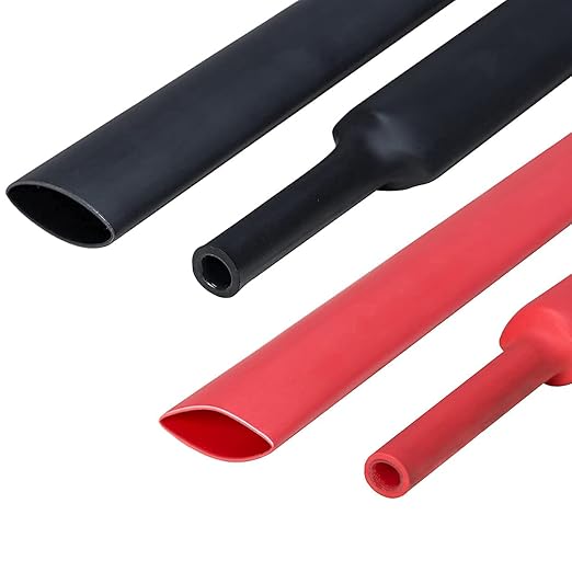 8 FT Diameter 1 Inch 3:1 Heat Shrink Tubing Dual Wall Adhesive Lined Marine Grade Electrical Cable Heat-Shrink Insulation Wrap Tube(Black-4Ft, Red-4Ft)