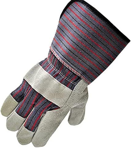 5 Pair Pack Leather Palm Work Gloves Cowhide Leather Suede Finish A Grade Premium