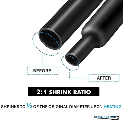 Kable Kontrol Heat Shrink Tubing - 1/2” Inch - 200' Ft Long, Blue Polyolefin - 2:1 Industrial Shrink Tube & Cable Sleeve for Electrical Wire Insulation - Rated for 600 V