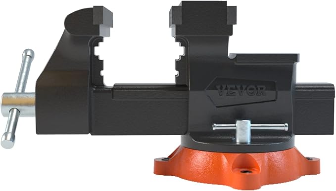 VEVOR Bench Vise, 6.5" Jaw Width 6.5" Forward &9.3" Reverse Opening, 360-Degree Swivel Locking Base Multipurpose Workbench w/Anvil, Heavy Duty Ductile Iron w/Bolts & Nuts, for Drilling, Pipe Cutting