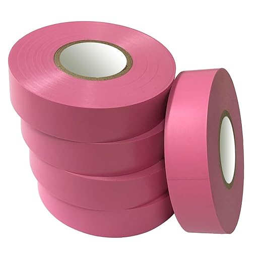 Pink Electrical Tape, 66 feet x 3/4 inch,Waterproof,Strong Adhesive, Vinyl Rubber Adhesive Electrical Tape Use at No More Than 600V & 176℉